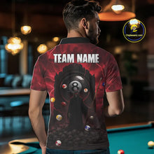 Load image into Gallery viewer, Red Multi-Skull 8 Ball Pool Men Polo &amp; 1/4-Zip Team Shirt Custom Billiard Ball &amp; Cue Gifts NYN2435