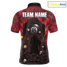 Load image into Gallery viewer, Red Multi-Skull 8 Ball Pool Men Polo &amp; 1/4-Zip Team Shirt Custom Billiard Ball &amp; Cue Gifts NYN2435