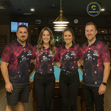 Load image into Gallery viewer, Red Multi-Skull 8 Ball Pool Men Polo &amp; 1/4-Zip Team Shirt Custom Billiard Ball &amp; Cue Gifts NYN2435