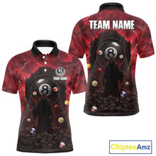Load image into Gallery viewer, Red Multi-Skull 8 Ball Pool Men Polo &amp; 1/4-Zip Team Shirt Custom Billiard Ball &amp; Cue Gifts NYN2435