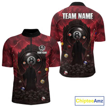 Load image into Gallery viewer, Red Multi-Skull 8 Ball Pool Men Polo &amp; 1/4-Zip Team Shirt Custom Billiard Ball &amp; Cue Gifts NYN2435