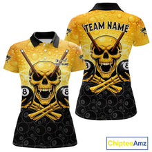Load image into Gallery viewer, Funny Beer &amp; Skull 8 Ball Pool Billiard Team Shirt For Women Custom 3D Billiard Balls Jerseys NYN2439
