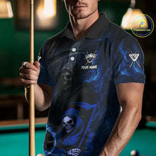 Load image into Gallery viewer, Blue Flames 8 Ball Pool Billiard Team Shirt For Men Custom Grim Reaper Billiard Balls Jerseys NYN2440