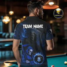 Load image into Gallery viewer, Blue Flames 8 Ball Pool Billiard Team Shirt For Men Custom Grim Reaper Billiard Balls Jerseys NYN2440
