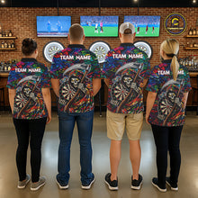 Load image into Gallery viewer, Graffiti Grim Reaper Dartboard &amp; Arrow Darts Polo Shirt For Women Custom Funny Dart Team Shirt NYN2658