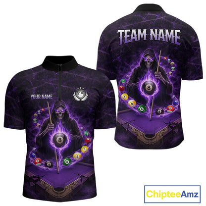 Grunge Grim Reaper Billiard Pool Men Billiard Shirts Custom Flame 8 Ball Pool Billiard Team Jerseys NYN3015