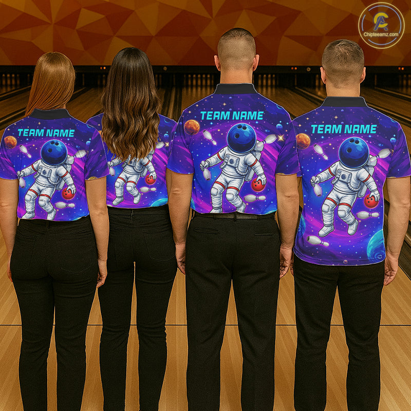 Funny astronaut galaxy bowling team shirts custom bowling jerseys for bowlers