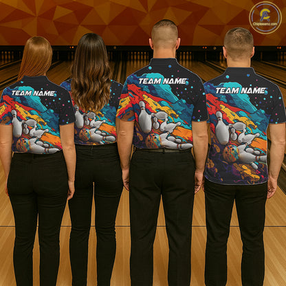 Colorful bowling team shirts custom bowling jerseys for leagues and tournaments