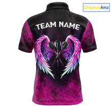 Load image into Gallery viewer, Blue &amp; Pink Tie Dye Grunge Darts Polo Shirts For Men Custom Wings Dartboard Team Jerseys NYN2447