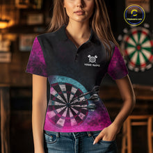 Load image into Gallery viewer, Blue &amp; Pink Tie Dye Grunge Darts 1/4-Zip Shirts For Women Custom Wings Dartboard Team Jerseys NYN2447