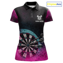 Load image into Gallery viewer, Blue &amp; Pink Tie Dye Grunge Darts Polo Shirts For Women Custom Wings Dartboard Team Jerseys NYN2447