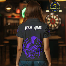 Load image into Gallery viewer, Custom Black And Purple Grim Reaper Dartboard Dart Women Polo Shirt Outfits Dart Jerseys NYN1637