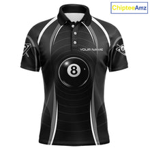 Load image into Gallery viewer, Black Blur 8 Ball Pool Polo &amp; 1/4-Zip Team Shirt For Men Personalized Billiards Ball Apparel NYN2453