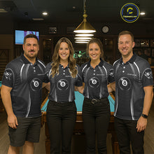 Load image into Gallery viewer, Black Blur 8 Ball Pool Polo &amp; 1/4-Zip Team Shirt For Men Personalized Billiards Ball Apparel NYN2453