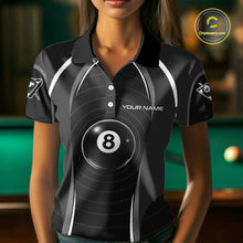 Load image into Gallery viewer, Black Blur 8 Ball Pool Polo &amp; 1/4-Zip Team Shirt For Men Personalized Billiards Ball Apparel NYN2453