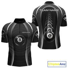 Load image into Gallery viewer, Black Blur 8 Ball Pool Polo &amp; 1/4-Zip Team Shirt For Men Personalized Billiards Ball Apparel NYN2453