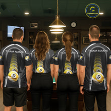 Load image into Gallery viewer, Black Blur 9 Ball Pool Polo &amp; 1/4-Zip Team Shirt For Men Personalized Billiards Ball Apparel NYN2454