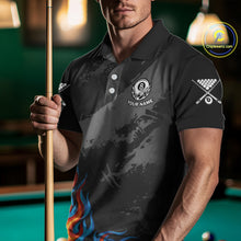 Load image into Gallery viewer, Blue And Red Flames 8 Ball Pool Men Polo &amp; 1/4-Zip Team Shirts Custom Billiards Ball Apparel NYN2460