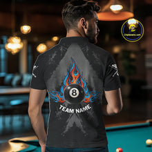 Load image into Gallery viewer, Blue And Red Flames 8 Ball Pool Men Polo &amp; 1/4-Zip Team Shirts Custom Billiards Ball Apparel NYN2460