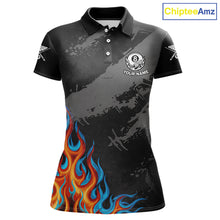 Load image into Gallery viewer, Blue And Red Flames 8 Ball Pool Women Polo &amp; 1/4-Zip Team Shirts Custom Billiards Ball Apparel NYN2460