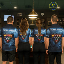 Load image into Gallery viewer, Thunder Lightning Blue Billiard Shirts For Men Custom Cracked 8 Ball Pool Billiard Team Jerseys NYN3044