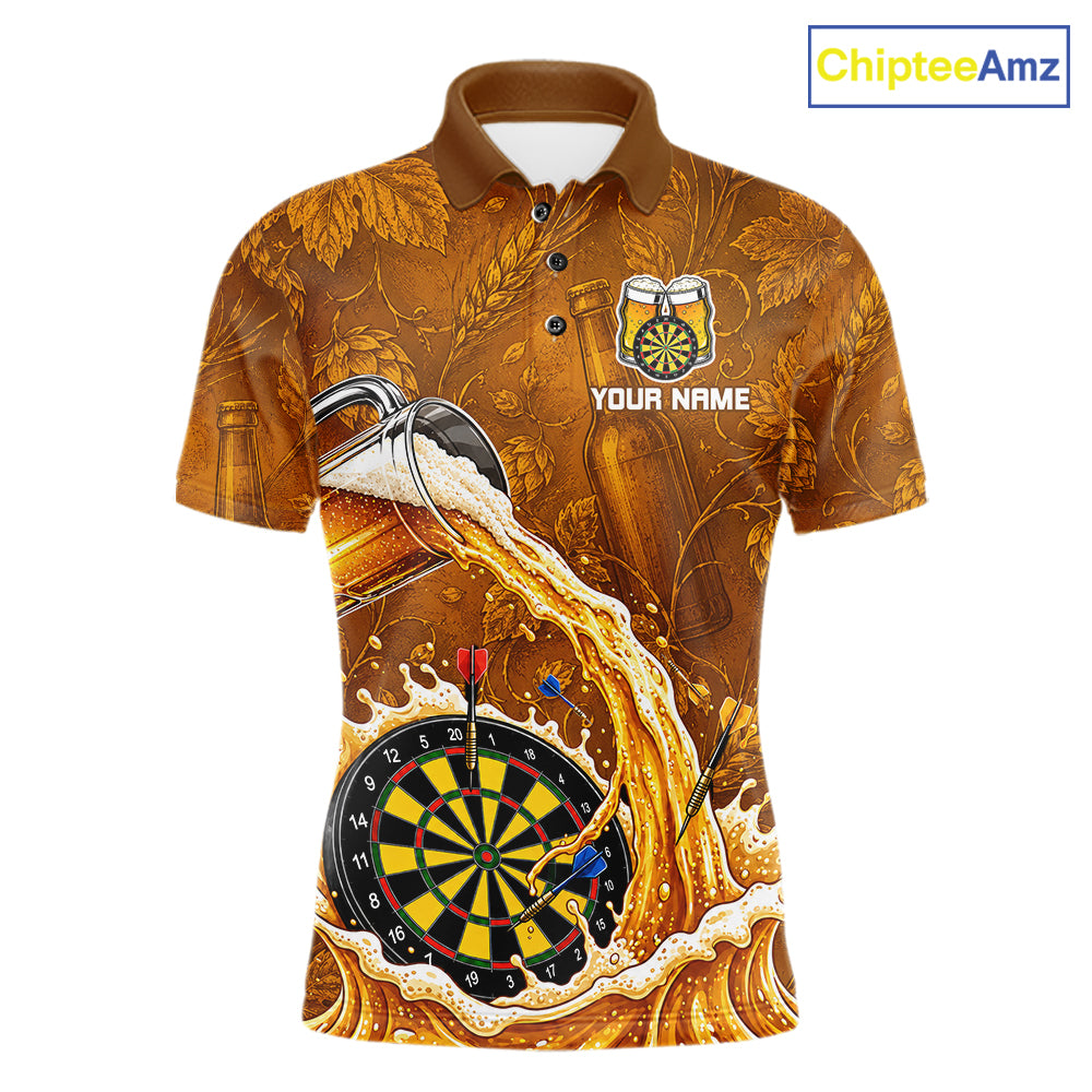Cheer Beer Dartboard Men Dart Polo 1/4-Zip Shirt Custom Barley & Hops Patten Dart Team Attire NYN3213