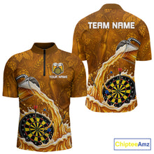 Load image into Gallery viewer, Cheer Beer Dartboard Men Dart Polo 1/4-Zip Shirt Custom Barley &amp; Hops Patten Dart Team Attire NYN3213