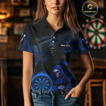 Load image into Gallery viewer, Custom Blue Smokes Flame Dartboard Grim Reaper Dart Women Polo Jerseys Dart Team Shirt NYN1655
