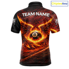 Load image into Gallery viewer, Fire Flame Wings 8 Ball Pool Polo &amp; 1/4-Zip Team Shirt For Men Custom Billiards Ball Apparel NYN2461