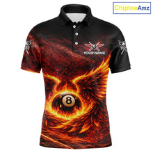 Load image into Gallery viewer, Fire Flame Wings 8 Ball Pool Polo &amp; 1/4-Zip Team Shirt For Men Custom Billiards Ball Apparel NYN2461