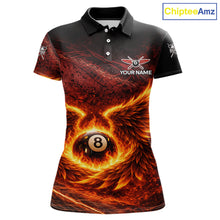 Load image into Gallery viewer, Fire Flame Wings 8 Ball Pool Polo &amp; 1/4-Zip Team Shirt For Women Custom Billiards Ball Apparel NYN2461
