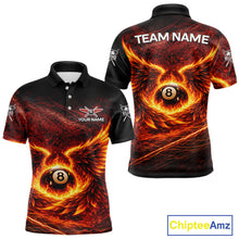 Load image into Gallery viewer, Fire Flame Wings 8 Ball Pool Polo &amp; 1/4-Zip Team Shirt For Men Custom Billiards Ball Apparel NYN2461