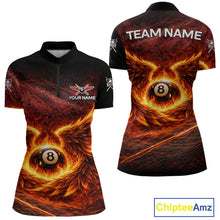 Load image into Gallery viewer, Fire Flame Wings 8 Ball Pool Polo &amp; 1/4-Zip Team Shirt For Women Custom Billiards Ball Apparel NYN2461