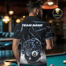 Load image into Gallery viewer, Blue Funny Panther 8 Ball Pool Polo &amp; 1/4-Zip Team Shirt For Men Custom 3D Billiards Ball Apparel NYN2462
