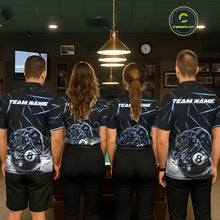Load image into Gallery viewer, Blue Funny Panther 8 Ball Pool Polo &amp; 1/4-Zip Team Shirt For Men Custom 3D Billiards Ball Apparel NYN2462