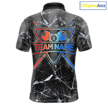Load image into Gallery viewer, Glass Crack 8 Ball Pool Men Polo &amp; 1/4-Zip Team Shirts Custom Fire Flame Billiards Ball Apparel NYN2463
