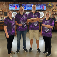 Load image into Gallery viewer, Personalized Fern Leaves Purple Fire Tribal Dart Polo Shirts For Women Dart Team Jerseys NYN2191