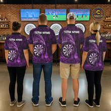 Load image into Gallery viewer, Personalized Fern Leaves Purple Fire Tribal Dart Polo Shirts For Women Dart Team Jerseys NYN2191