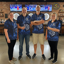 Load image into Gallery viewer, Personalized Fern Leaves Blue Fire Tribal Dart Polo Shirts For Men Dart Team Jerseys NYN2193