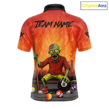 Load image into Gallery viewer, Skeleton Play 8 Ball Pool Men's Billiard Polo &amp; 1/4 Zip Team Shirt Custom Funny Billiard Attire NYN2480