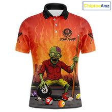 Load image into Gallery viewer, Skeleton Play 8 Ball Pool Men's Billiard Polo &amp; 1/4 Zip Team Shirt Custom Funny Billiard Attire NYN2480