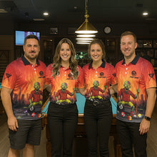 Load image into Gallery viewer, Skeleton Play 8 Ball Pool Men's Billiard Polo &amp; 1/4 Zip Team Shirt Custom Funny Billiard Attire NYN2480