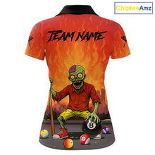 Load image into Gallery viewer, Skeleton Play 8 Ball Pool Women's Billiard Polo &amp; 1/4 Zip Team Shirt Custom Funny Billiard Attire NYN2480
