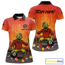 Load image into Gallery viewer, Skeleton Play 8 Ball Pool Women's Billiard Polo &amp; 1/4 Zip Team Shirt Custom Funny Billiard Attire NYN2480