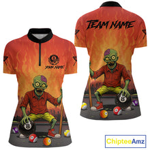 Load image into Gallery viewer, Skeleton Play 8 Ball Pool Women's Billiard Polo &amp; 1/4 Zip Team Shirt Custom Funny Billiard Attire NYN2480