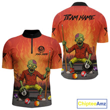 Load image into Gallery viewer, Skeleton Play 8 Ball Pool Men's Billiard Polo &amp; 1/4 Zip Team Shirt Custom Funny Billiard Attire NYN2480