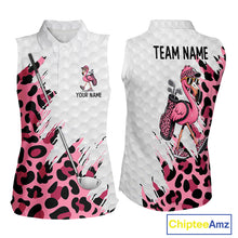 Load image into Gallery viewer, Camouflage Womens Golf Sleeveless Polo Shirt Custom Pink Funny Flamingo Pattern White Golf Team Shirts NYN2835