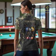 Load image into Gallery viewer, Black Grunge Camouflage Billiard Pool Shirt For Women Custom 8 Ball Billiard Team Jersey NYN3065