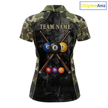 Load image into Gallery viewer, Black Grunge Camouflage Billiard Pool Shirt For Women Custom 8 Ball Billiard Team Jersey NYN3065