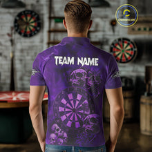 Load image into Gallery viewer, Custom Grunge Purple Dartboard Multi-Skull Dart Men Polo Shirt Dart Team Jerseys NYN1621